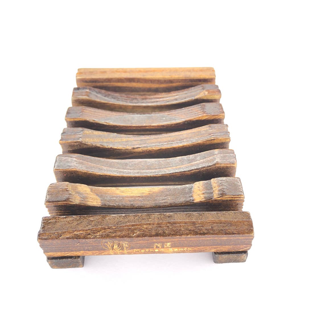 A White Smokey wooden coaster with four wooden slats.