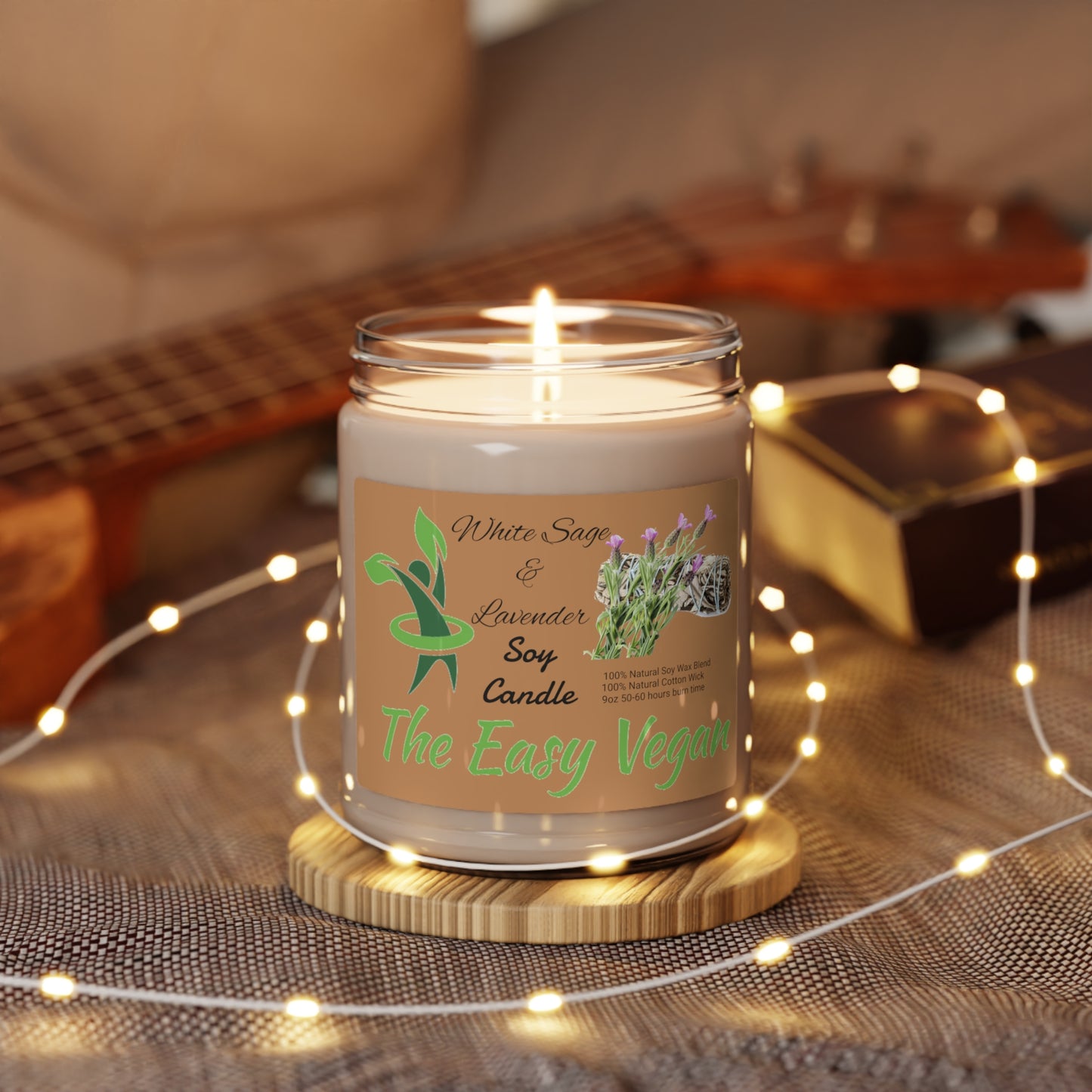 White Sage and Lavender Scented Soy Candle, 9oz