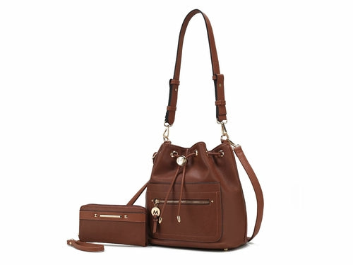 A Larissa Vegan Leather Women’s Bucket Bag with Wallet by Pink Orpheus.