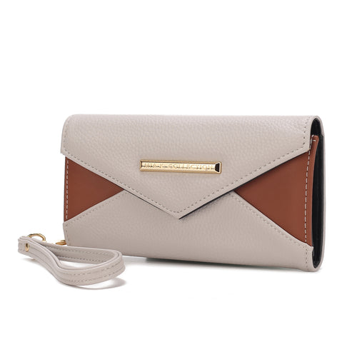 A Pink Orpheus Kearny Vegan Leather Women's Wallet Bag with a clasp.