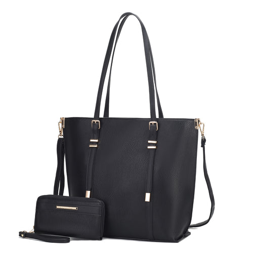 Pink Orpheus Emery Vegan Leather Women Tote Bag with Wallet