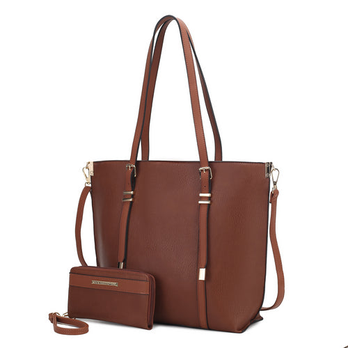 A Pink Orpheus Emery Vegan Leather Women Tote Bag with Wallet set.