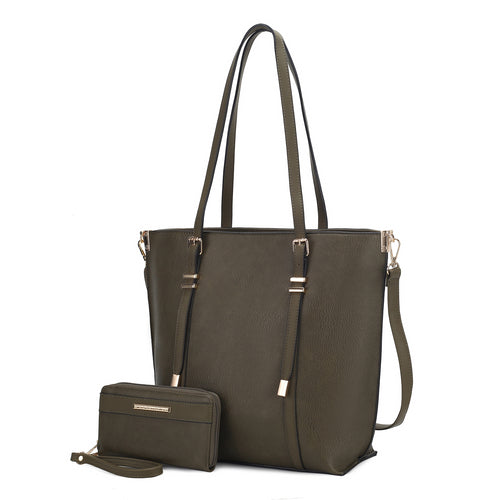 Pink Orpheus Emery Vegan Leather Women Tote Bag with Wallet set.