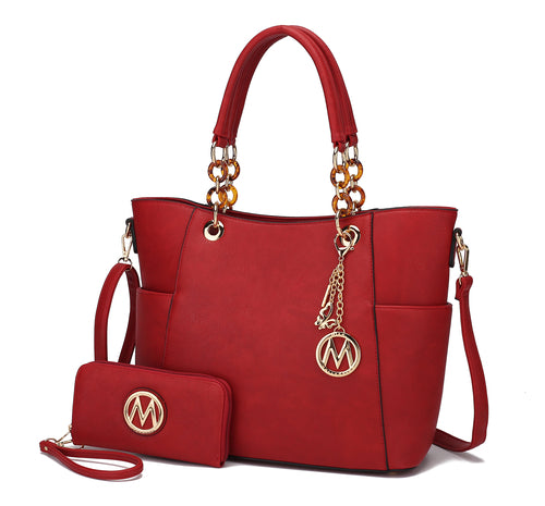 Pink Orpheus Bonita Tote Handbag & Wallet Set Vegan Leather.