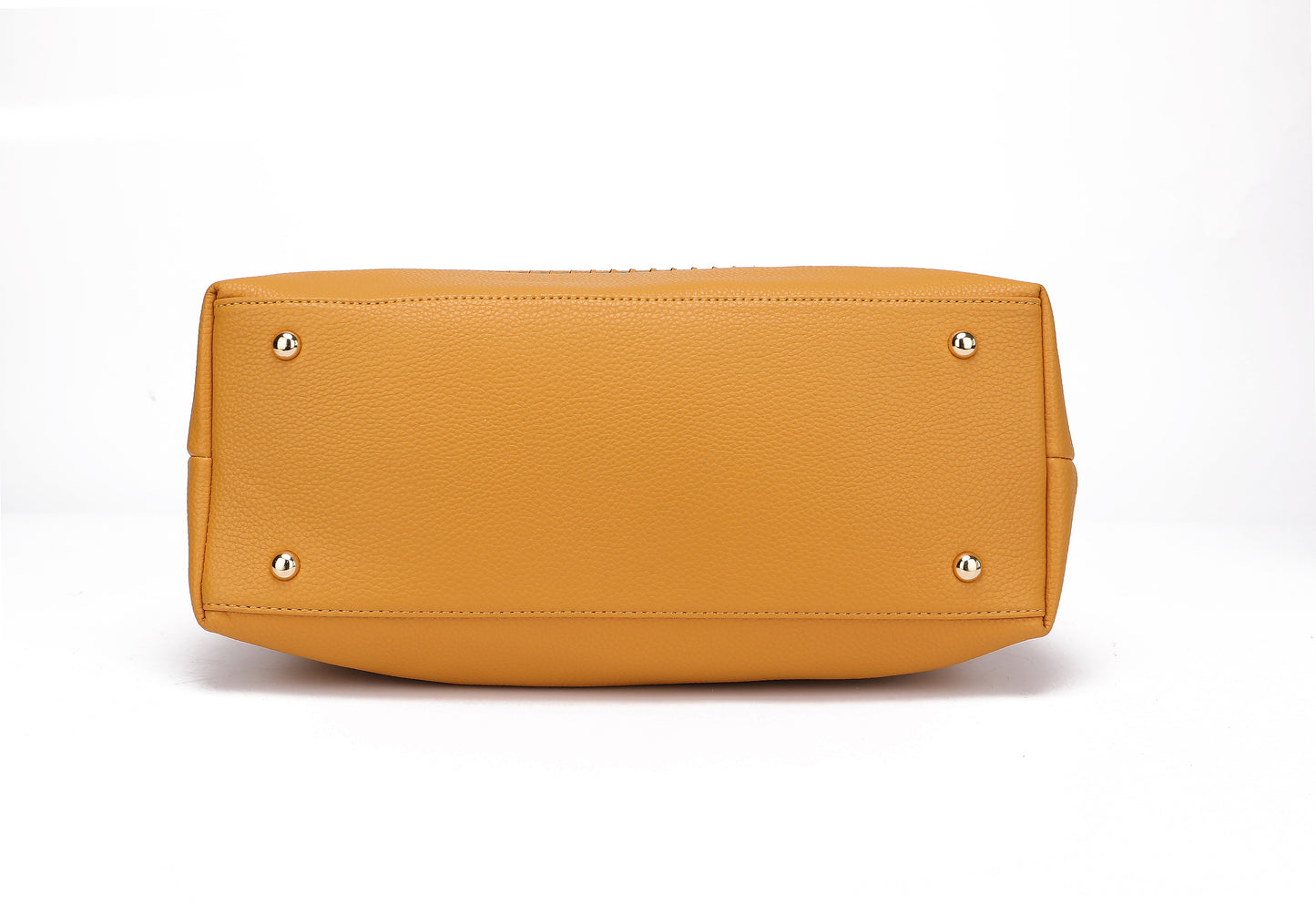 A yellow Pink Orpheus Blake two tone whip stitches Vegan Leather Shoulder bag with Wallet on a white background.