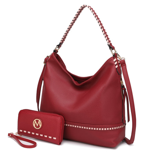 A Blake two tone whip stitches Vegan Leather Shoulder bag with Wallet from Pink Orpheus.