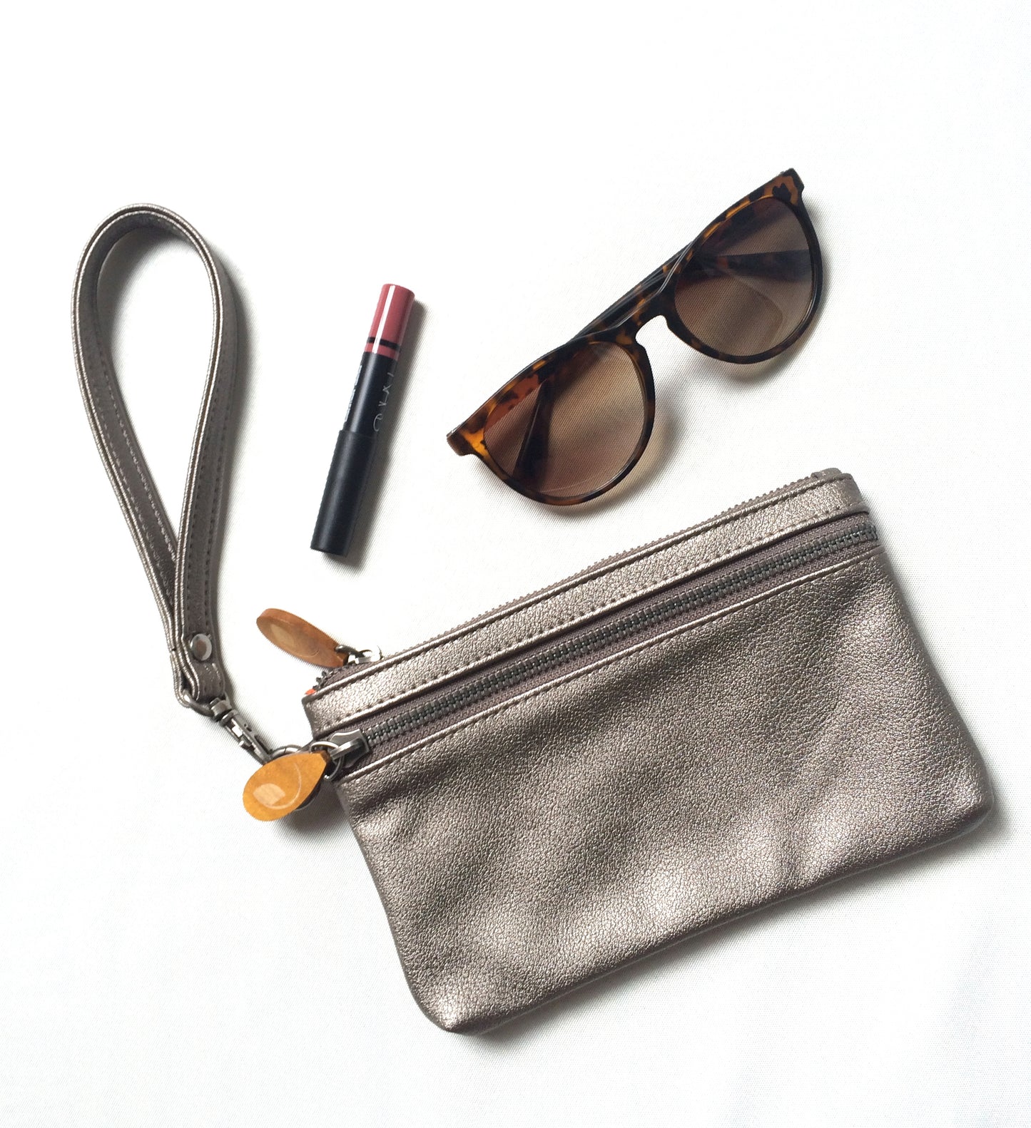Vegan Wristlet Clutch - Gunmetal
