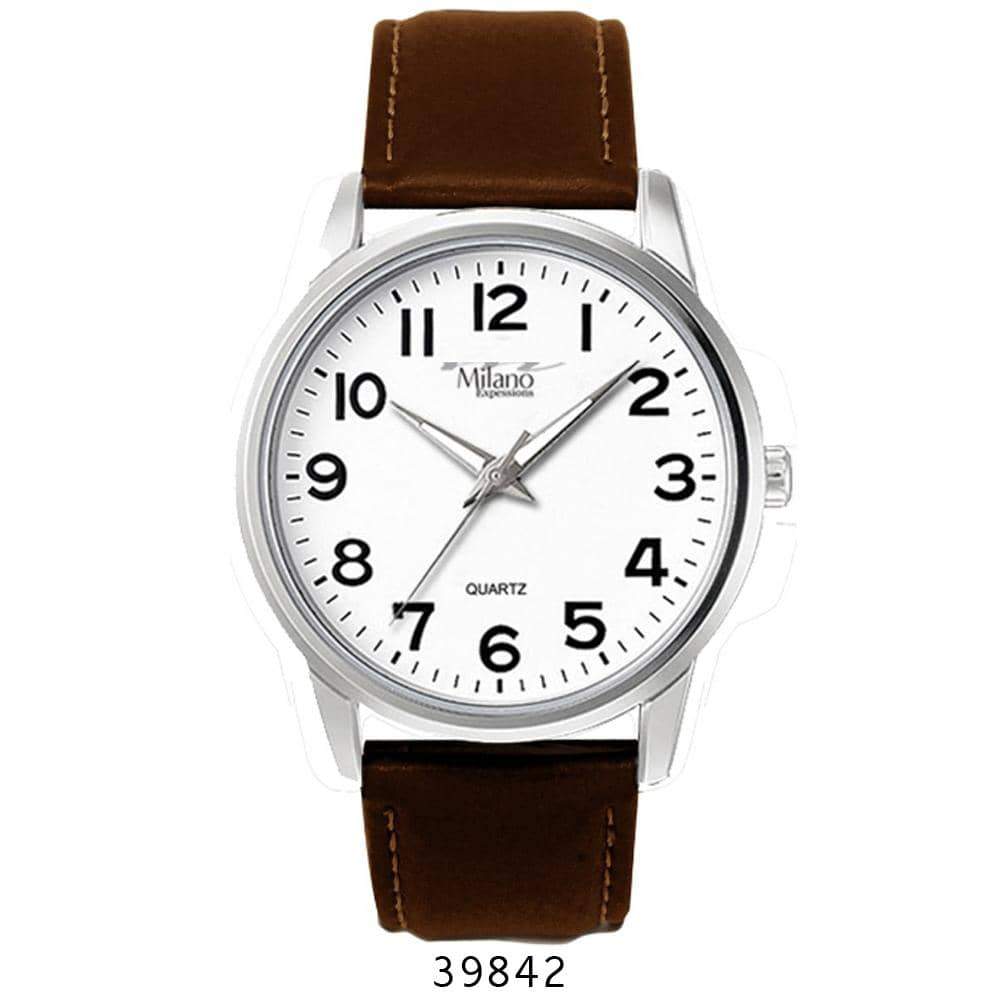 A Orchid Millie Vegan Leather Banded Watch with a white dial, black numerals, silver casing, and a brown vegan leather band, displayed on a plain background.
