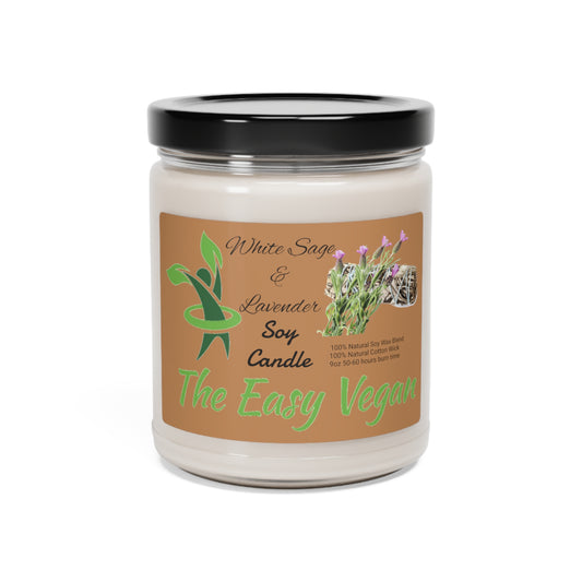 White Sage and Lavender Scented Soy Candle, 9oz