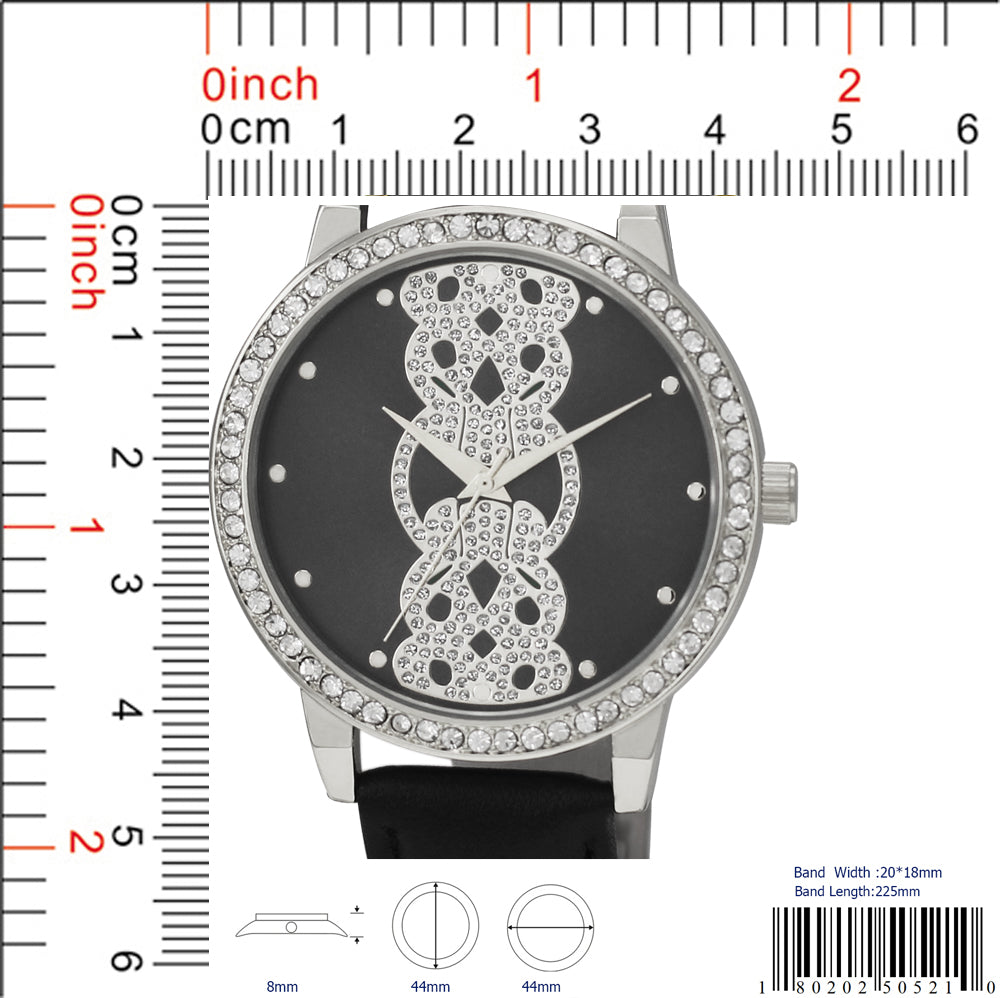 Orchid Millie Ladies - Vegan Leather Band Watch with crystal embellishments, measuring approximately 4cm in diameter.