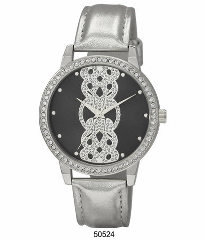 Orchid Millie Ladies - Vegan Leather Band Watch with a patterned skull design and crystal embellishments on the bezel and dial.