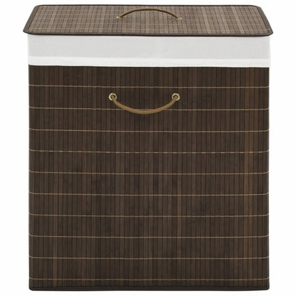 Emerald Ares Sustainable Bamboo Laundry Bin with a white lid and a carrying handle, offering an eco-friendly solution for your home.