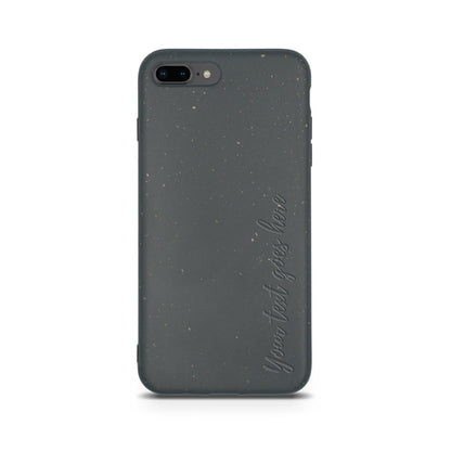 Biodegradable Tan Lily iPhone case with speckled design and the text "Your Best Life" engraved in script on the back.