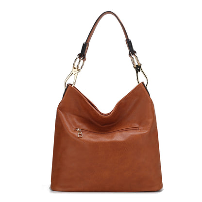 A stylish Dalila Vegan Leather Women Shoulder Handbag with metal handles made by Pink Orpheus.