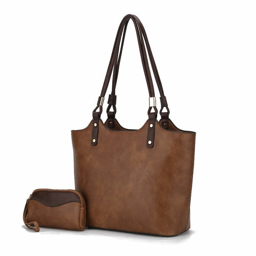A Reyna Tote Handbag with Pouch Vegan Leather Women and wallet.