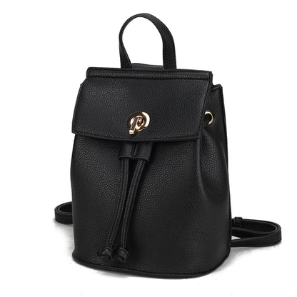 A classy black Serafina vegan leather womens backpack with tassels, made by Pink Orpheus.