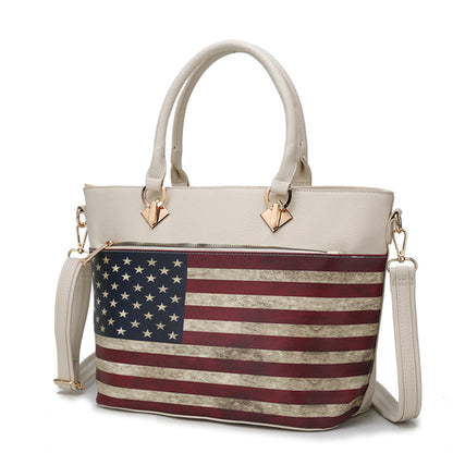 Lilian Vegan Leather Womens US FLAG Tote Bag by Pink Orpheus