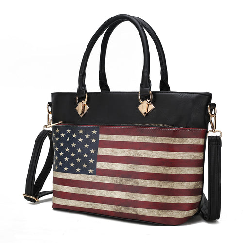 A Lilian Vegan Leather Womens US FLAG Tote Bag by Pink Orpheus.