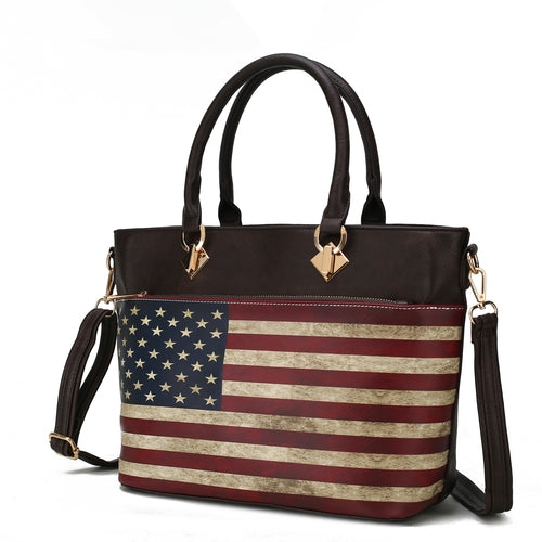 A Pink Orpheus Lilian Vegan Leather Womens US FLAG Tote Bag
