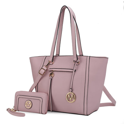 An Alexandra Vegan Leather Women Tote Handbag with Wallet set made by Pink Orpheus.