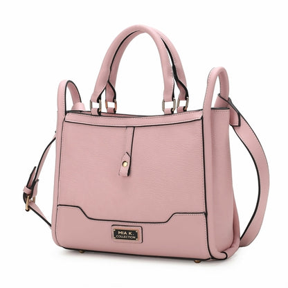 The Melody Vegan Leather Tote Handbag by Pink Orpheus, in pink, features two handles and a zipper. This everyday companion is stylish and functional.