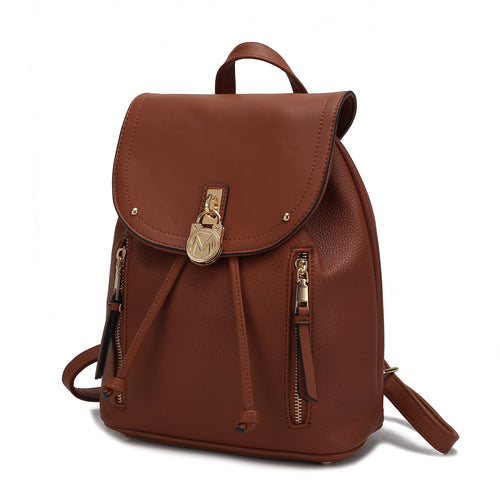 Keywords: Xandria Vegan Leather Women Backpack by Pink Orpheus, gold zippers.