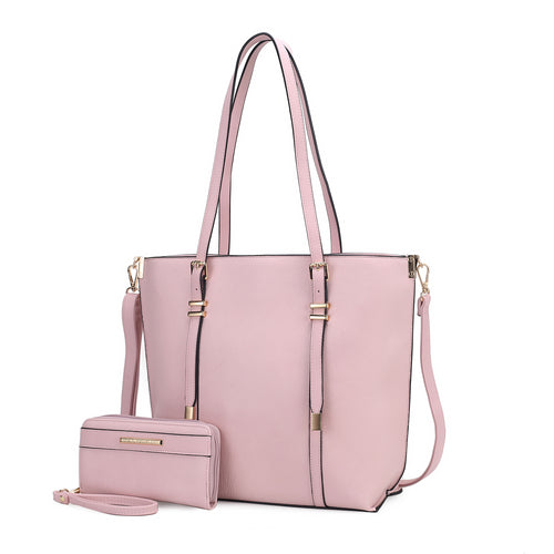An Emery Vegan Leather Women Tote Bag with Wallet from the brand Pink Orpheus.
