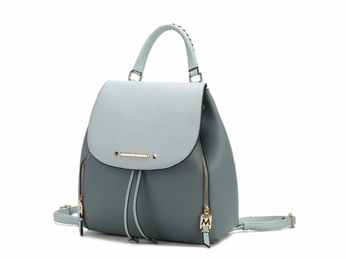 Pale blue Kimberly Backpack Vegan Leather Women with adjustable strap isolated on a white background by Pink Orpheus.