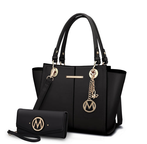 An Ivy Vegan Leather Womens Tote Bag and wallet set with the letter m by Pink Orpheus.