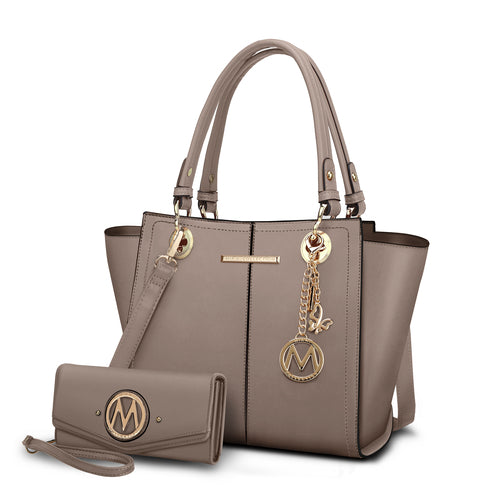 An Ivy Vegan Leather Women's Tote Bag handbag and wallet set in beige by Pink Orpheus.