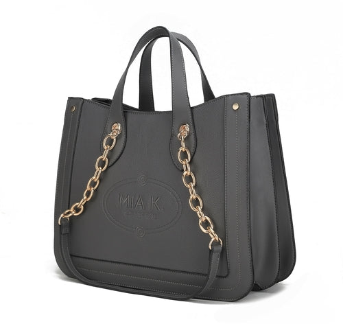 A Stella Vegan Leather Women tote bag with gold chain handles by Pink Orpheus.