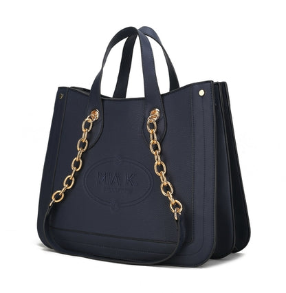 The Stella vegan leather tote bag with gold chain handles from Pink Orpheus.