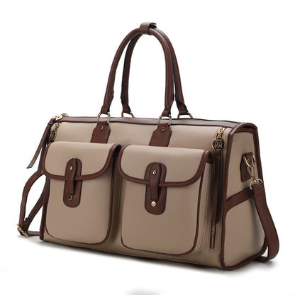 A Pink Orpheus Genevieve Duffle Handbag Color Block Vegan Leather Women travel bag.