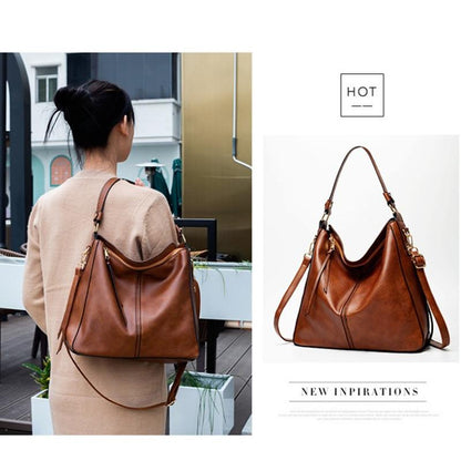 Hobo Style large vegan leather handbag for women with detachable long strap