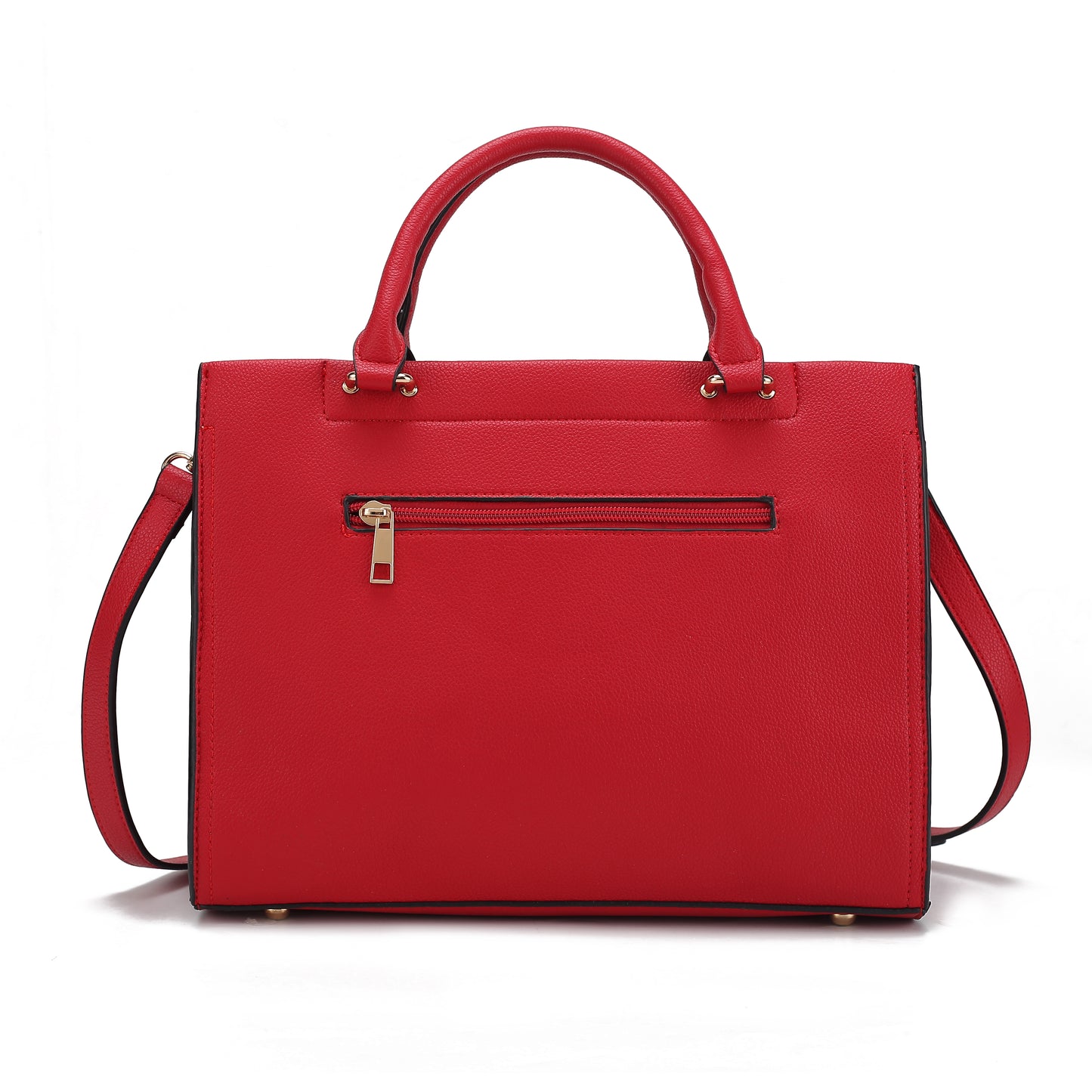 A Virginia Vegan Leather Women Tote Bag with Wallet by Pink Orpheus, a red crocodile-embossed handbag with two handles and a zipper.