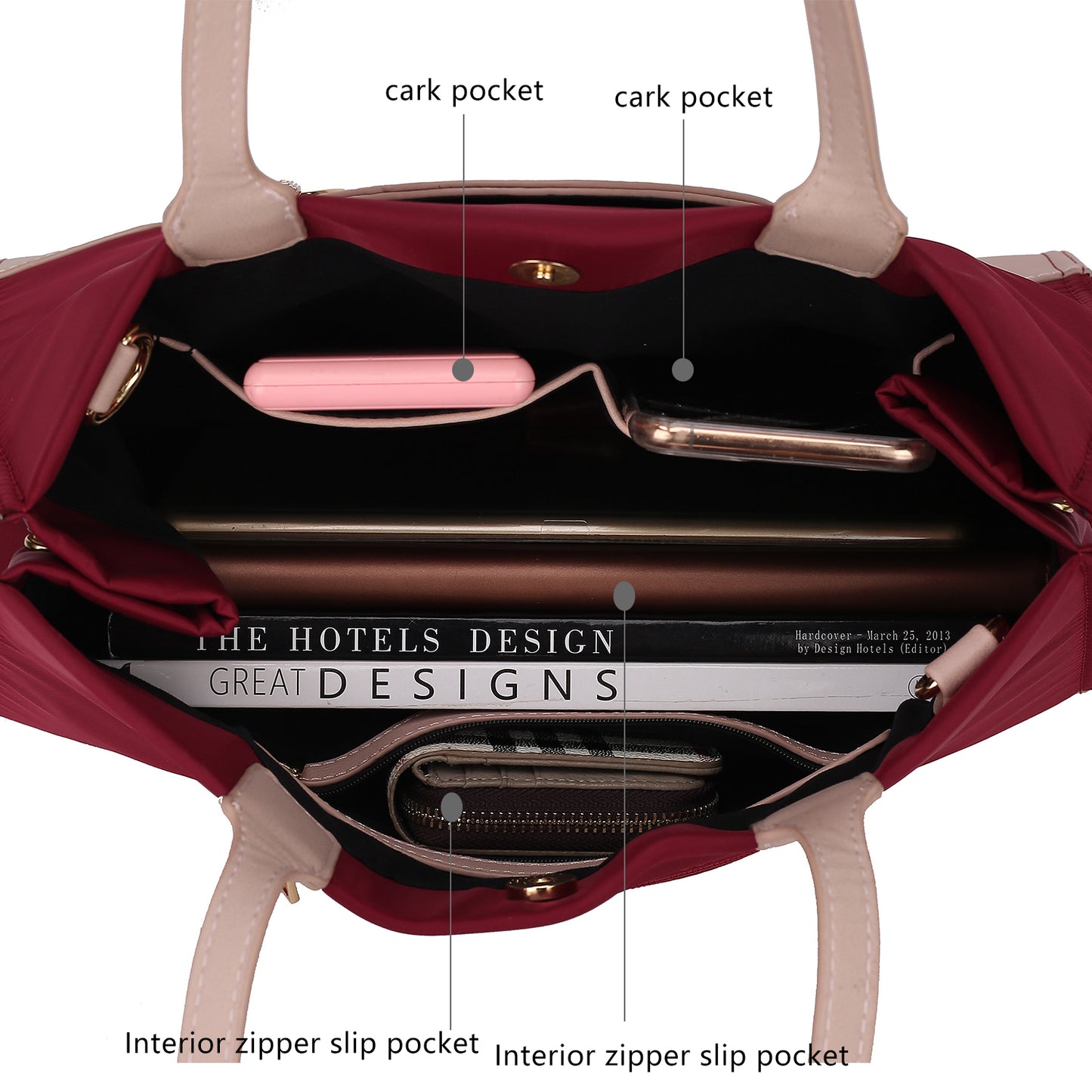 The contents of a Louise Tote Handbag and Wallet Set Vegan Leather by Pink Orpheus.