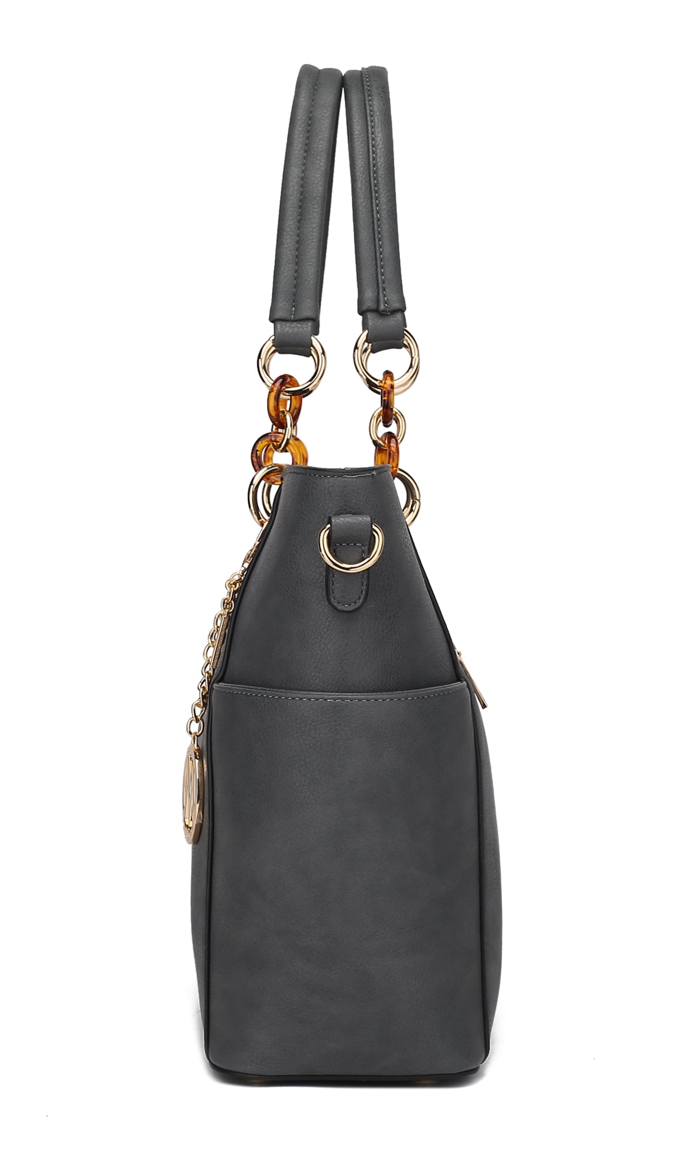 A Bonita Tote Handbag & Wallet Set Vegan Leather Women by Pink Orpheus, with a chain handle.