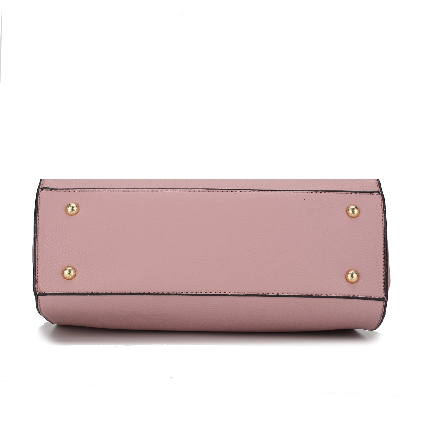 Pink Orpheus's Shelby Satchel Handbag with Wallet - A pink vegan leather handbag with gold hardware.