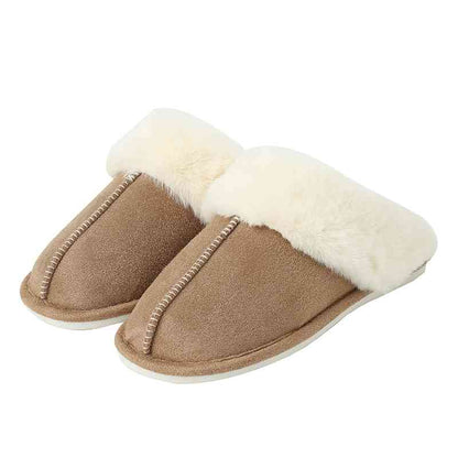 A pair of Trendsi Vegan Suede Center Seam Slippers offering unparalleled comfort.